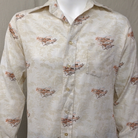 Vintage button down shirt with Asian print - Picture 2 of 8